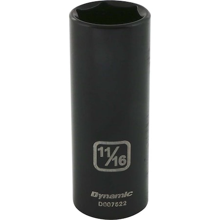 Dynamic 3/8" Drive Deep Socket, Black Phosphate, Tools 3/8" Drive 6 Point SAE, 11/16" Deep Length D007522